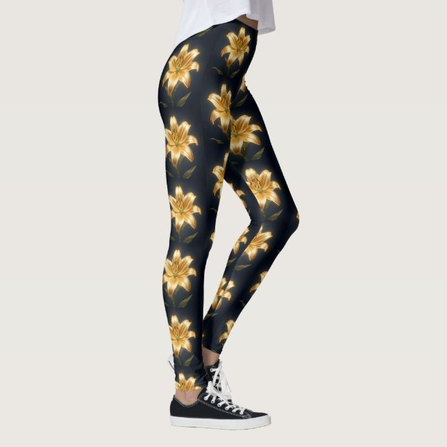 Glowing golden lily flower leggings (Höger)