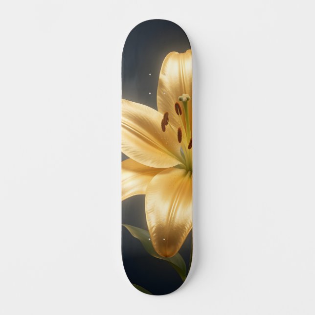 Glowing golden lily flower mini skateboard bräda 18,5 cm (Framsida)