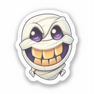 Glowing Grins: Smiling Halloween Mummy Stickers Klistermärken