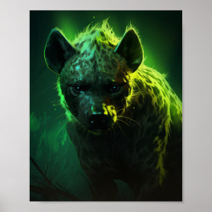Glowing Grönt-Eyed Hyena Wildlife Poster