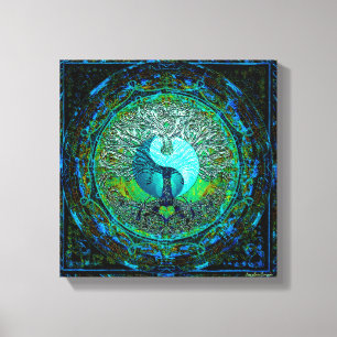Glowing Grönt Yin Yang Canvastryck