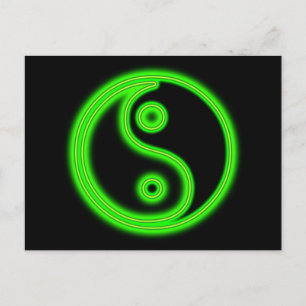 Glowing Grönt Yin Yang Postcard Vykort