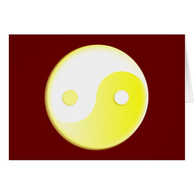 Glowing Gult Yin/Yang Symbol Hälsningskort (Framsidan Horizontal)