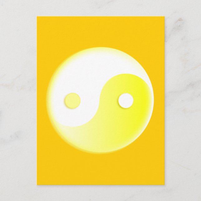 Glowing Gult Yin/Yang Symbol Vykort (Framsida)