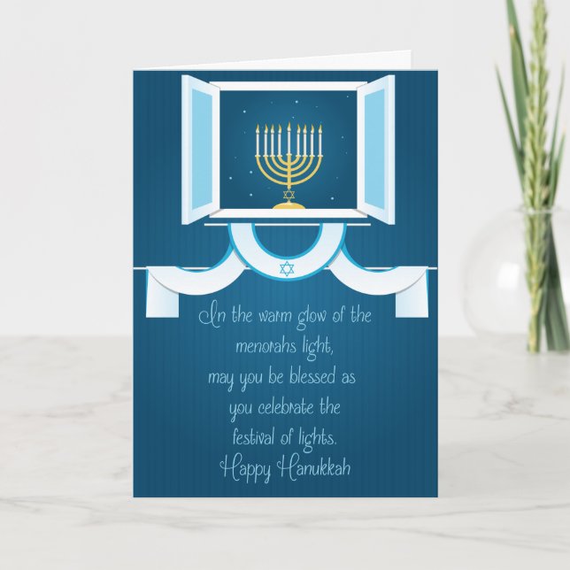 Glowing Hanukkah Ljus Helgkort (Framsida)