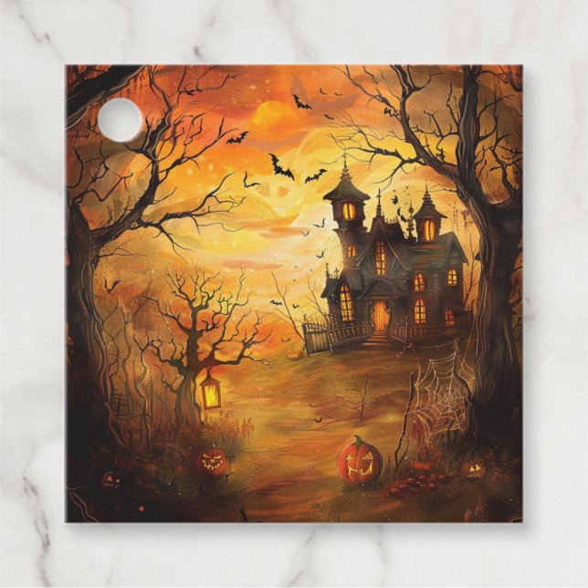 Glowing Haunted Mansion Halloween Gåvor Etiketter (Framsida)