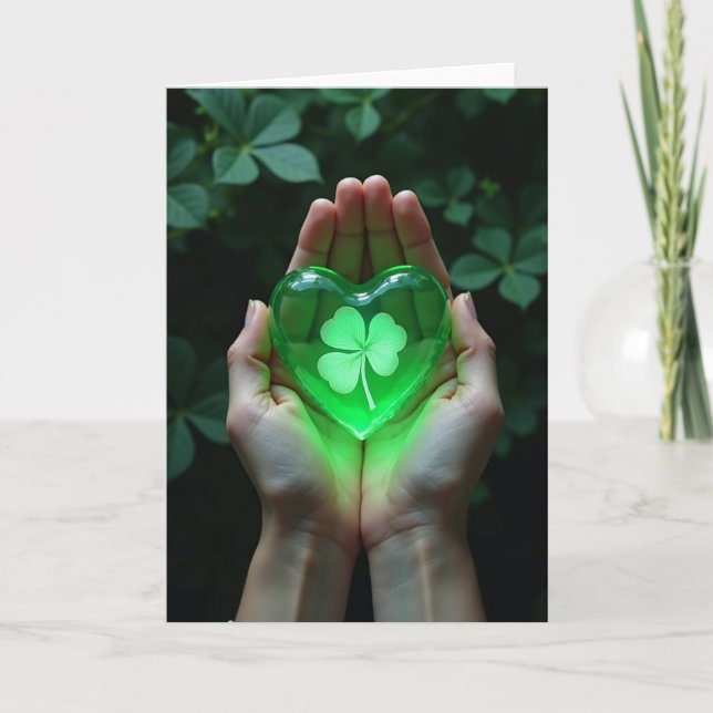 Glowing Heart Clover Find Card Kort (Framsida)