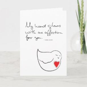 Glowing Heart Lovebird Valentine Helgkort