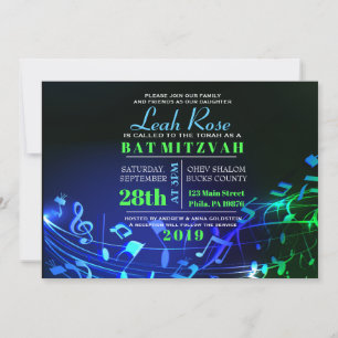 Glowing Hebrew Brev & Notes Bat mitzvah Inbjudningar