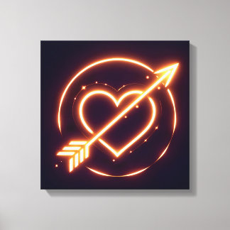 glowing image of a heart with cupid's arrow canvastryck
