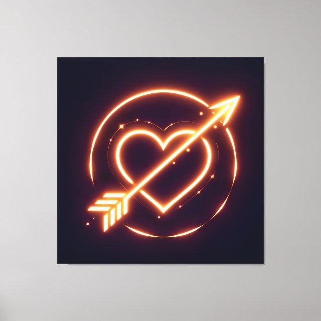 glowing image of a heart with cupid's arrow canvastryck (Framsida)
