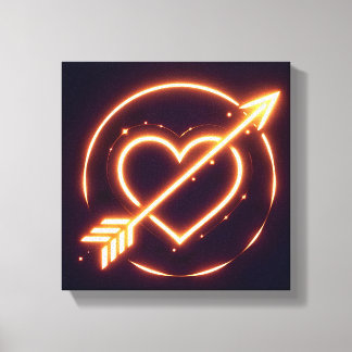 glowing image of a heart with cupid's arrow canvastryck
