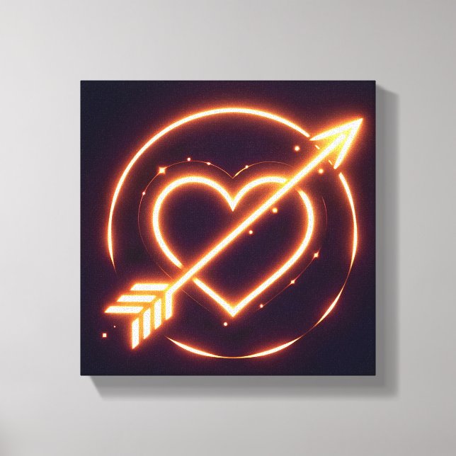 glowing image of a heart with cupid's arrow canvastryck (Framsida)