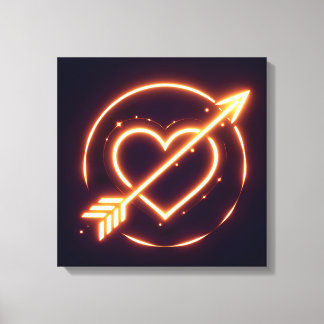 glowing image of a heart with cupid's arrow canvastryck