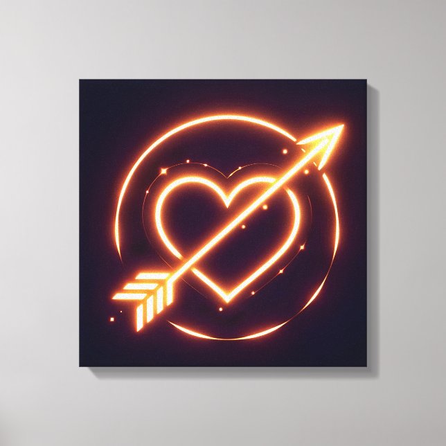 glowing image of a heart with cupid's arrow canvastryck (Framsida)