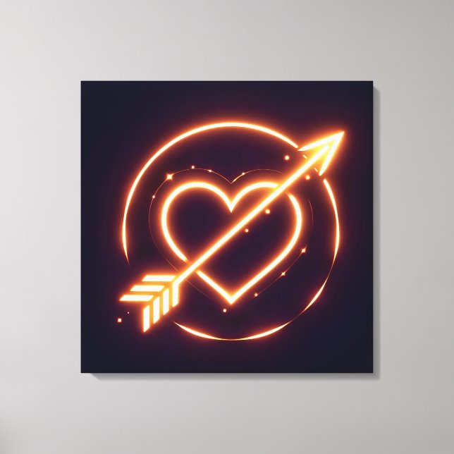 glowing image of a heart with cupid's arrow canvastryck (Framsida)