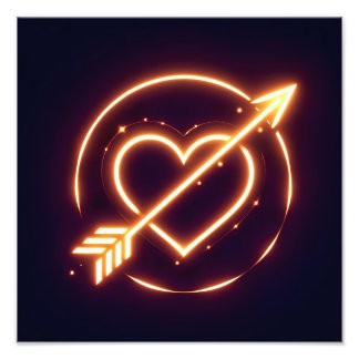 glowing image of a heart with cupid's arrow fototryck