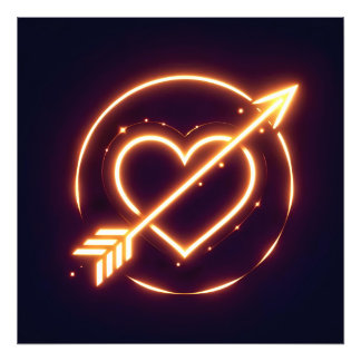 glowing image of a heart with cupid's arrow fototryck