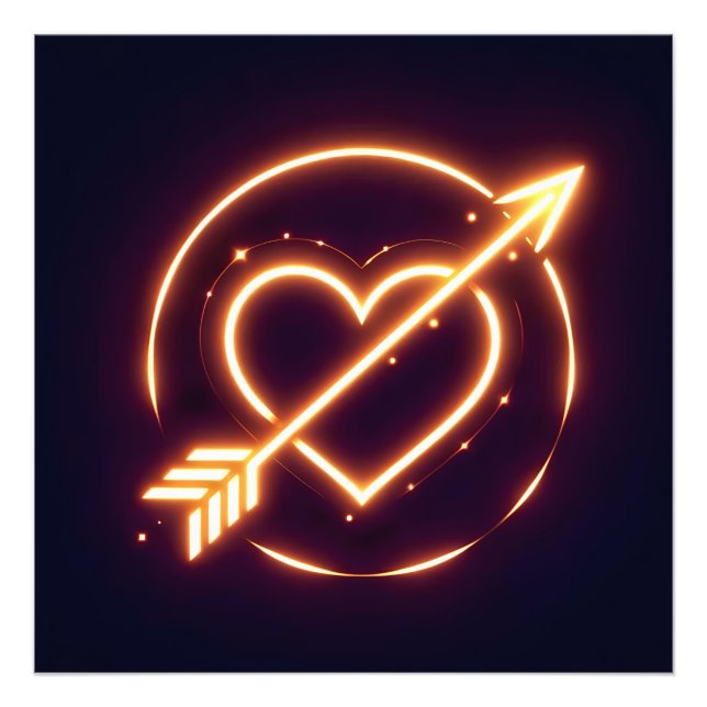glowing image of a heart with cupid's arrow fototryck (Framsidan)