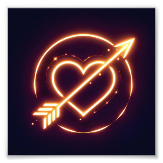 glowing image of a heart with cupid's arrow fototryck