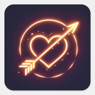 glowing image of a heart with cupid's arrow fyrkantigt klistermärke