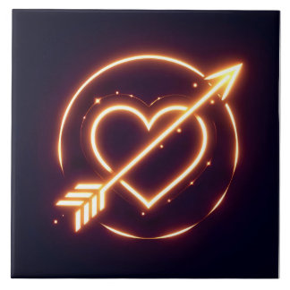 glowing image of a heart with cupid's arrow kakelplatta