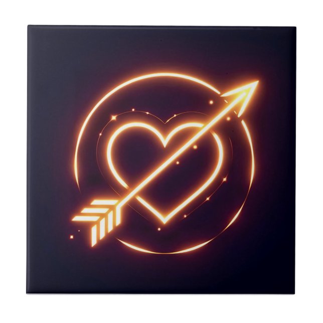 glowing image of a heart with cupid's arrow kakelplatta (Framsidan)