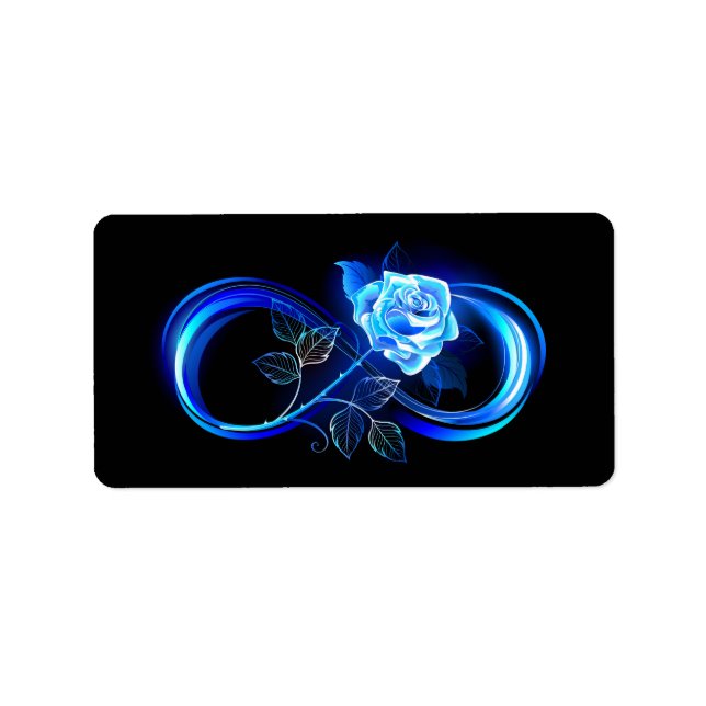 Glowing infinity with blue rose adressetikett (Framsidan)