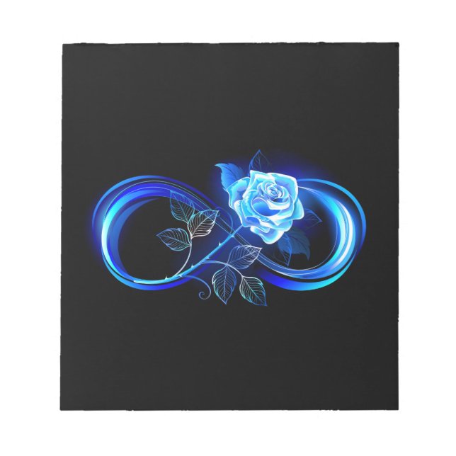 Glowing infinity with blue rose anteckningsblock (Framsida)