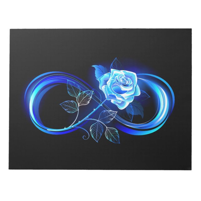 Glowing infinity with blue rose anteckningsblock (Framsida)