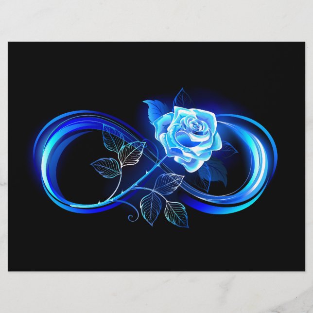 Glowing infinity with blue rose brevhuvud (Framsida)