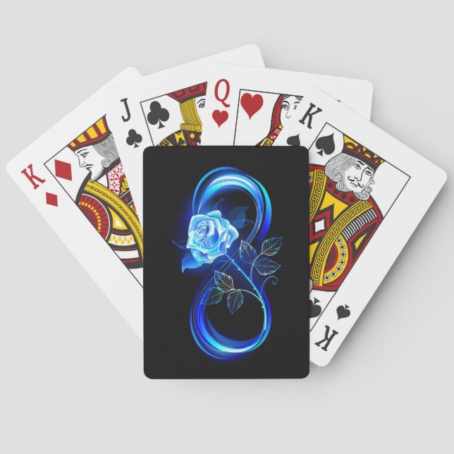 Glowing infinity with blue rose casinokort (Baksidan)