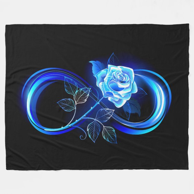 Glowing infinity with blue rose fleecefilt (Framsidan (Horisontell))