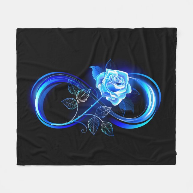 Glowing infinity with blue rose fleecefilt (Framsidan (Horisontell))