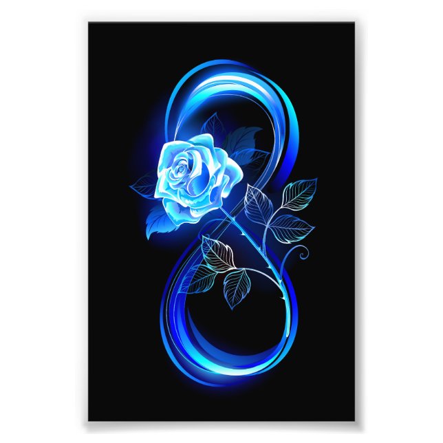 Glowing infinity with blue rose fototryck (Framsidan)
