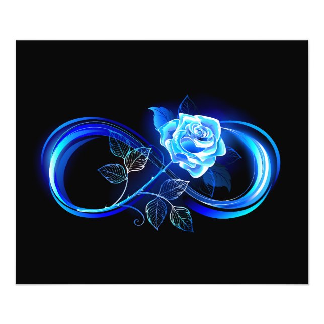 Glowing infinity with blue rose fototryck (Framsidan)