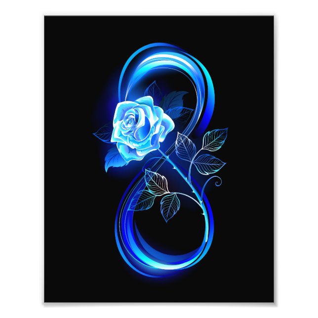 Glowing infinity with blue rose fototryck (Framsidan)