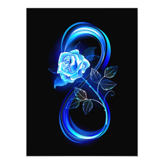 Glowing infinity with blue rose fototryck (Framsidan)