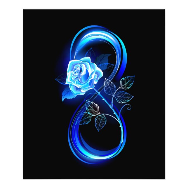 Glowing infinity with blue rose fototryck (Framsidan)