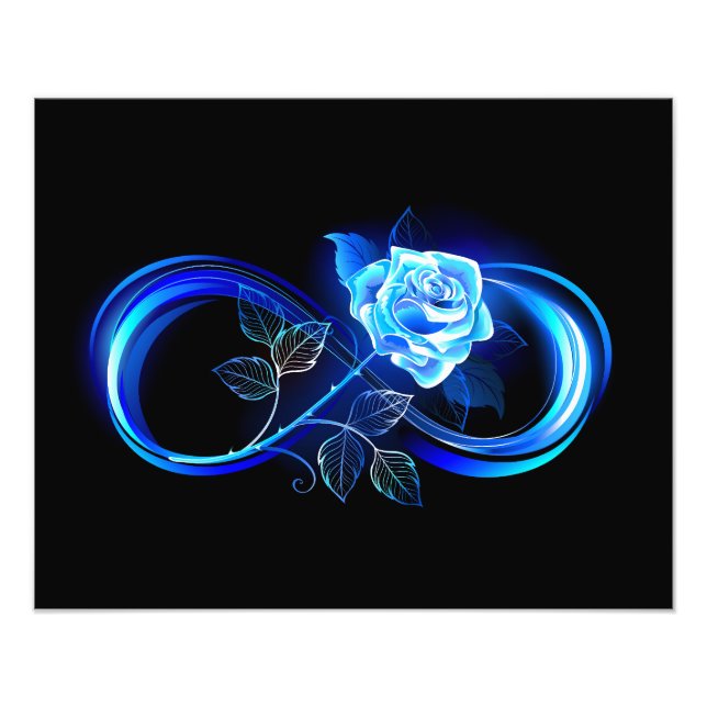 Glowing infinity with blue rose fototryck (Framsidan)