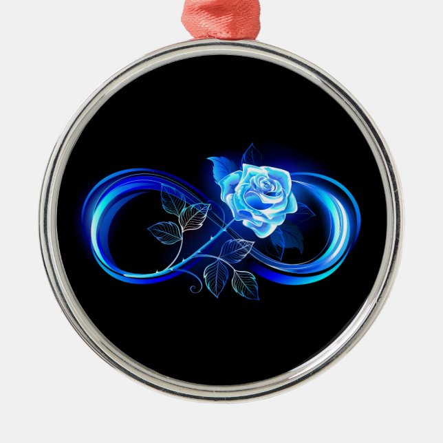 Glowing infinity with blue rose julgransprydnad metall (Framsidan)