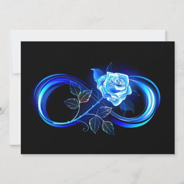 Glowing infinity with blue rose julkort (Framsida)