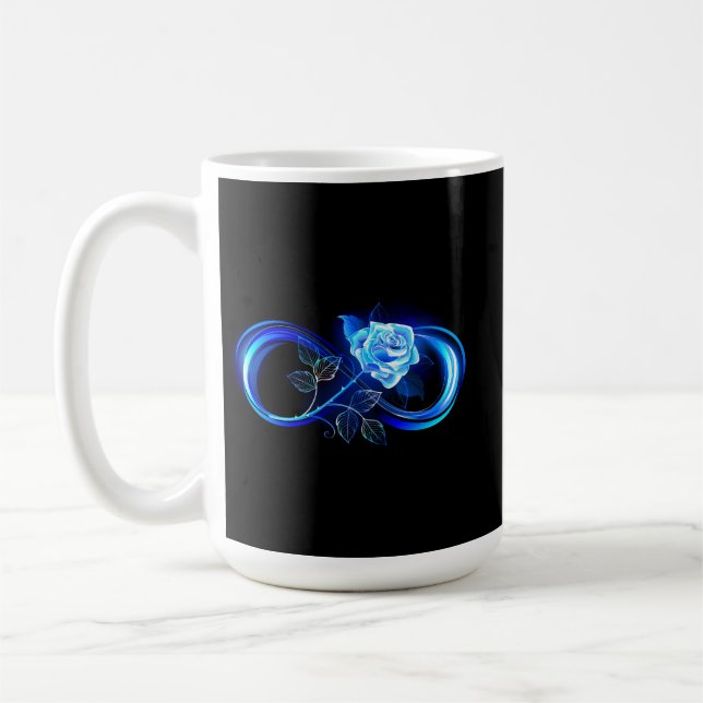 Glowing infinity with blue rose kaffemugg (Vänster)