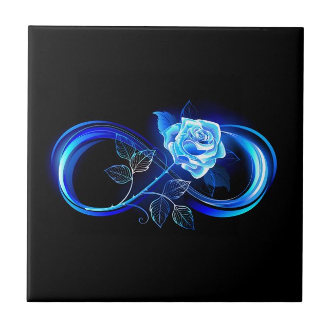 Glowing infinity with blue rose kakelplatta (Framsidan)