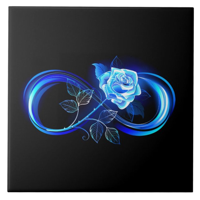 Glowing infinity with blue rose kakelplatta (Framsidan)