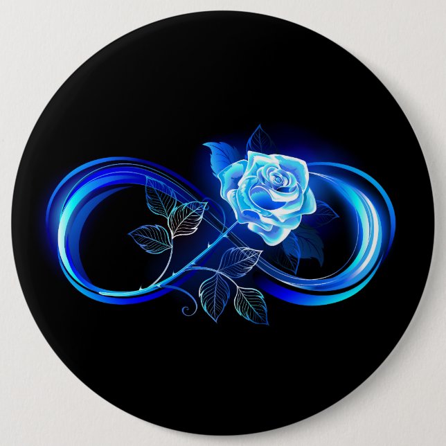 Glowing infinity with blue rose knapp (Framsida)