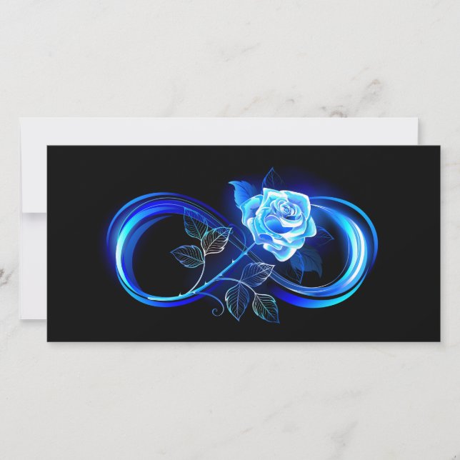 Glowing infinity with blue rose kort (Framsida)