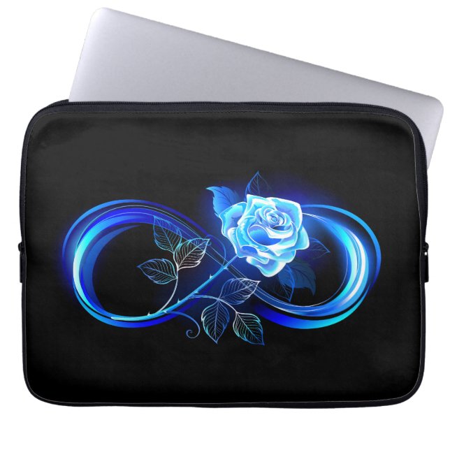 Glowing infinity with blue rose laptop fodral (Framsidan)