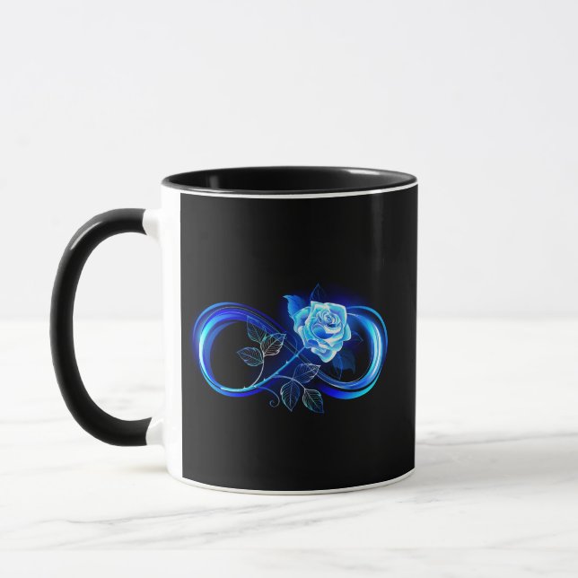 Glowing infinity with blue rose mugg (Vänster)