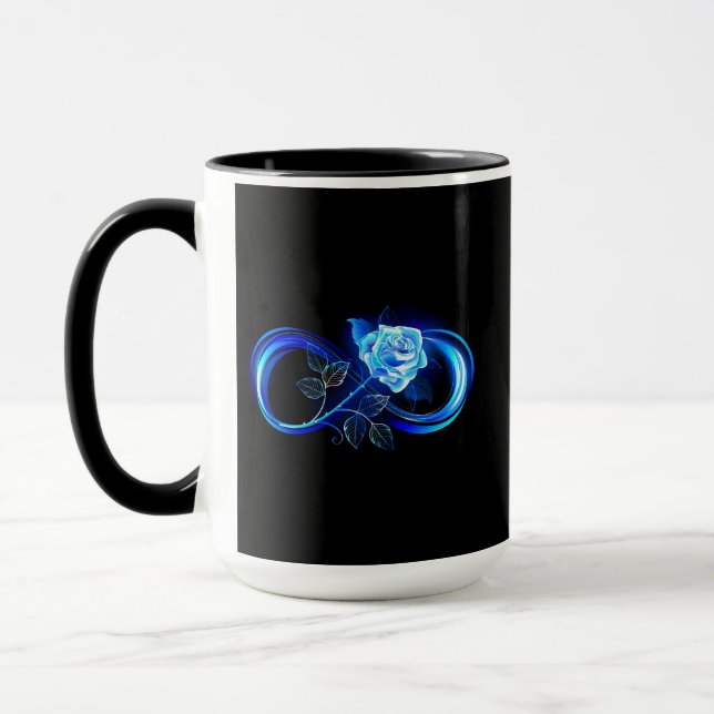 Glowing infinity with blue rose mugg (Vänster)